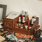 メイクアップ収納棚 木製 引き出し付き ブラシ入れ メイク収納 大容量 小物収納 デスク収納 おしゃれ 北欧