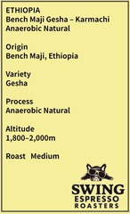 エチオピア　ベンチマジ　カルマチ農園　アナエロビック　ナチュラル(浅煎り）100ｇ