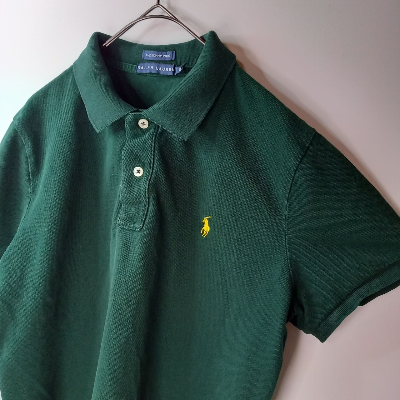 ラルフローレン　ポロシャツ　THE SKINNY　半袖　刺繍ロゴ　グリーン　XL