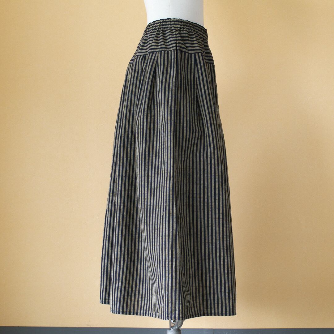 YAMMA ヤンマ産業 会津木綿タックスカート +10cm・棒縞 | CHELSEA  