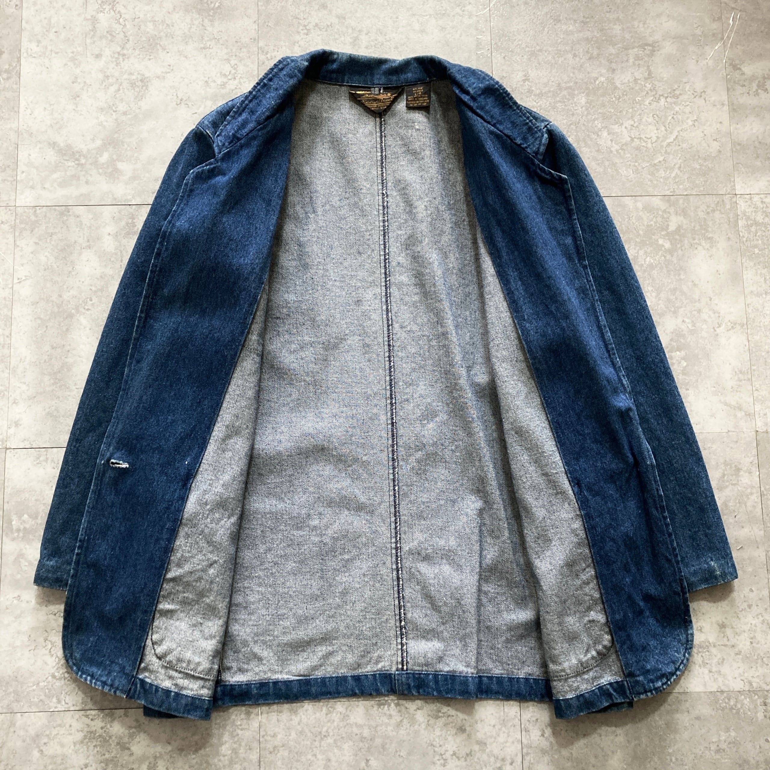 80s】Eddie Bauer エディーバウアー 表記L 黒タグ デニム テーラード