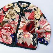 80's JOSEPH TRICOT floral knit cardigan
