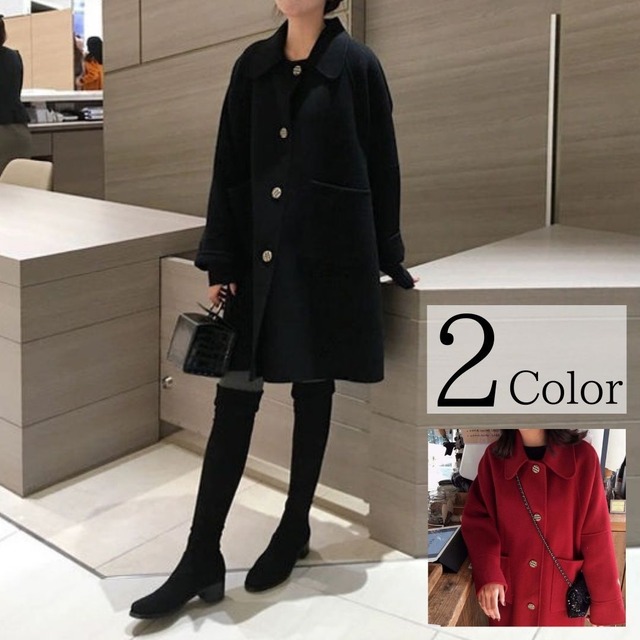 ウール ミドル丈コート Pコート チェスターコート 暖かい きれいめ 大人可愛い b140 Threefashion ウール ミドル丈コート Pコート チェスターコート 暖かい きれいめ 大人可愛い b140 Threefashion