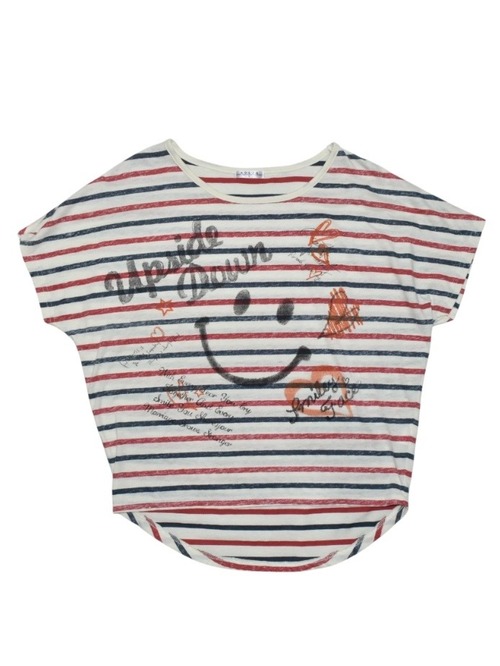 DoReMi Unique Series – Red & Navy Striped Top with Smiley Face
