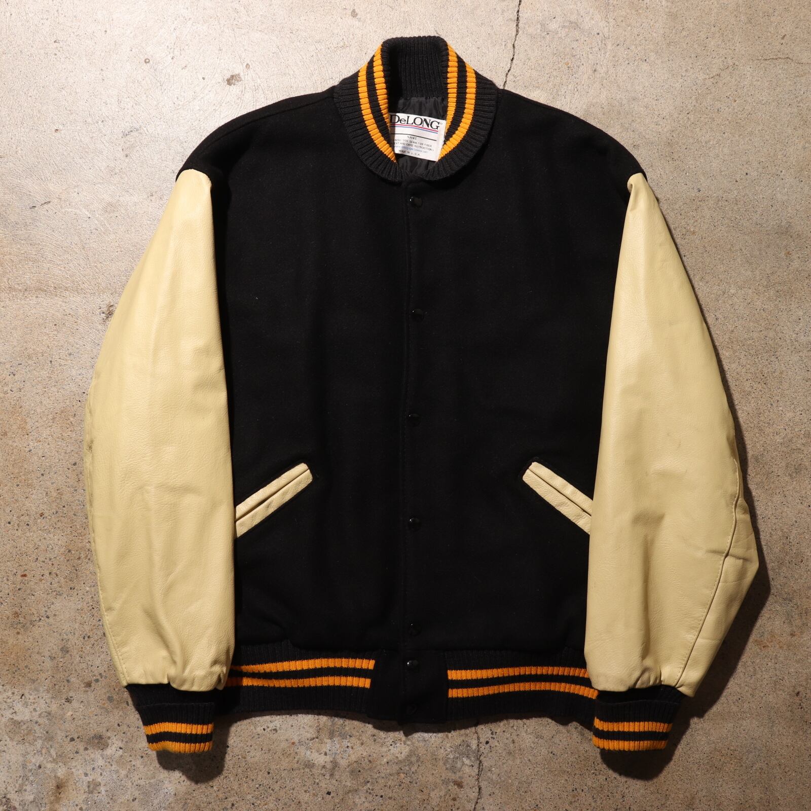 美品 XL USA 80s 90s DeLONG カウレザー ウール スタジャン デロング  