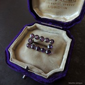 アンティークジュエリー 9ctゴールド 天然アメシスト レクタングル レースピン ブローチ (ソーティングメモ付)