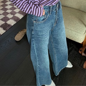 high waist straight wide-leg denim pants J00155