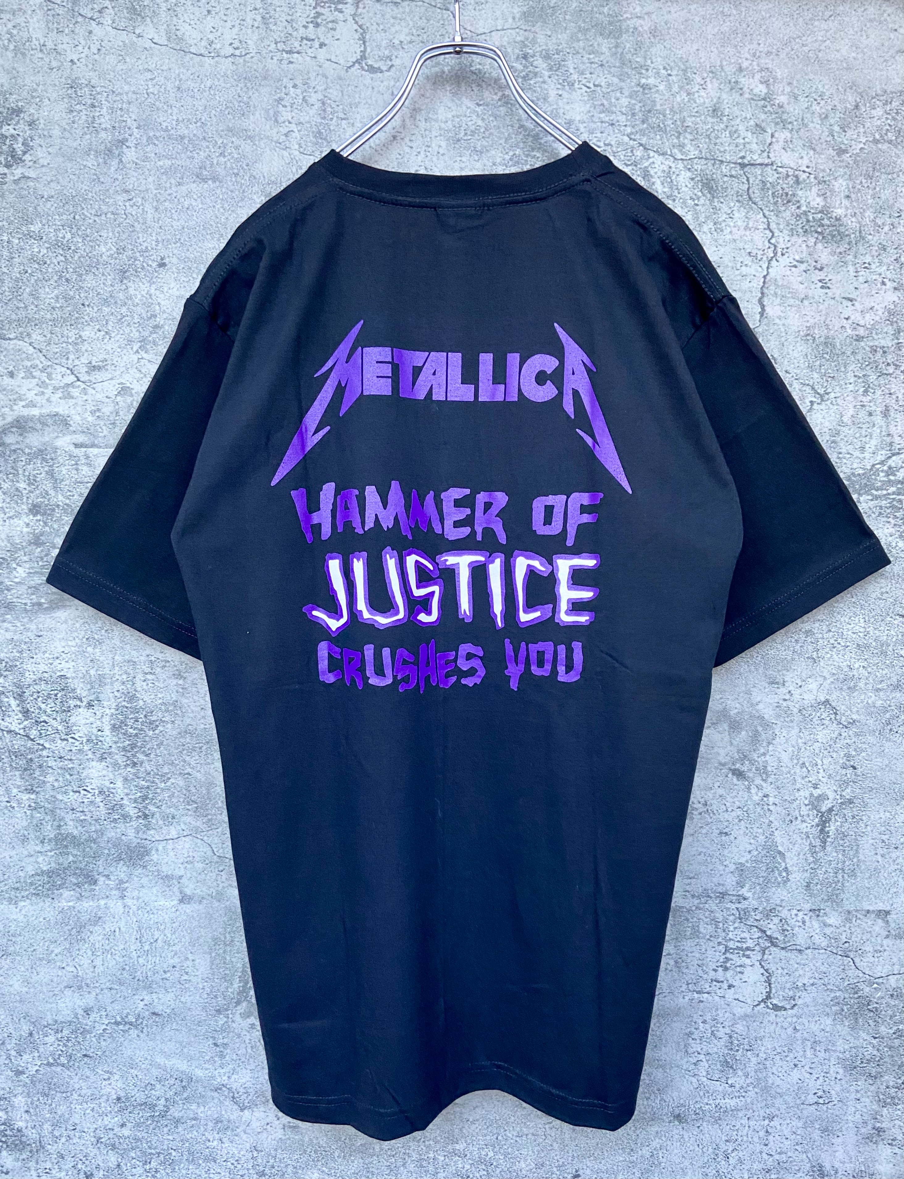 海外バンドTシャツ METALLICA/メタリカ ブラック 紫 両面ロゴ | 【古着