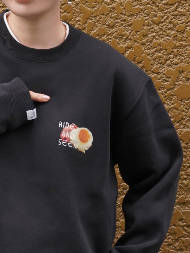 再販【ブラック】かくれんぼバナナ裏起毛スウェット ハムエッグVer.