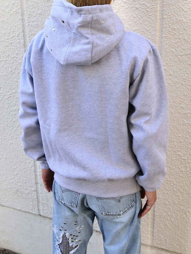 【Hannah Creak/26aw】Studded Hoodie Double Zip Grey