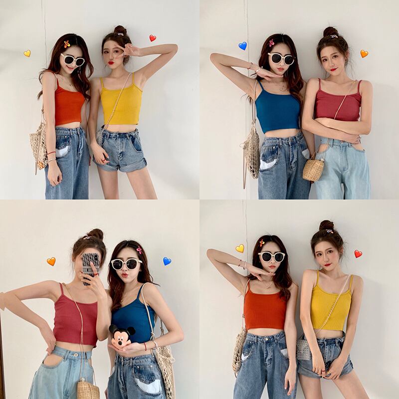 レディースアウター無地無地ベストサスペンダーレディースサマーニュースタイルインナーボトミングシャツショートスリムフィットオールマッチブラウス YY-ファッション9478333916