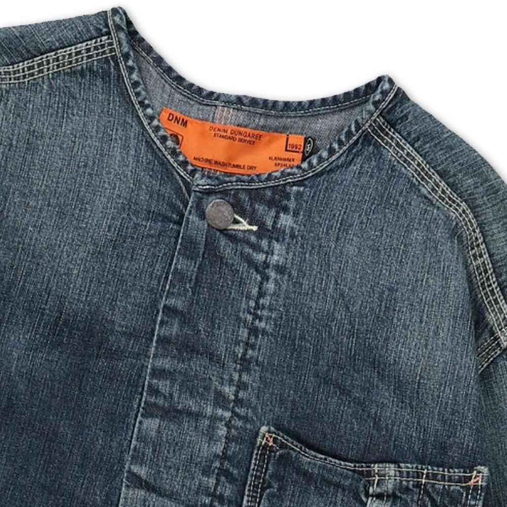 DENIM DUNGAREE(デニムダンガリー) dd728903-8ozデニム ノーカラー ワンピース（コン、ブルー）150-160cm