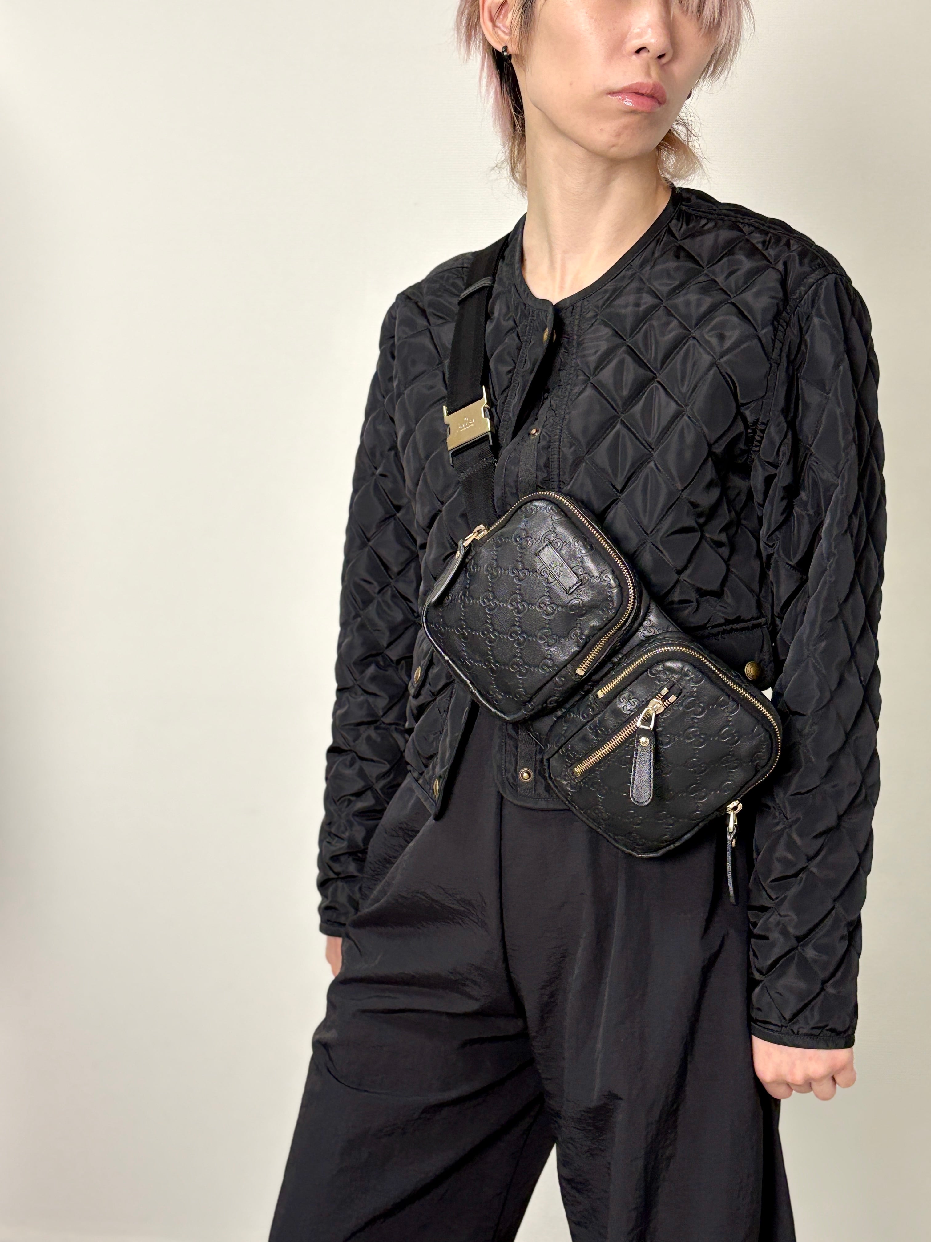 GUCCI グッチ グッチシマ ショルダーバッグ ブラック レザー スリングバッグ vintage ヴィンテージ オールド 2b2jge