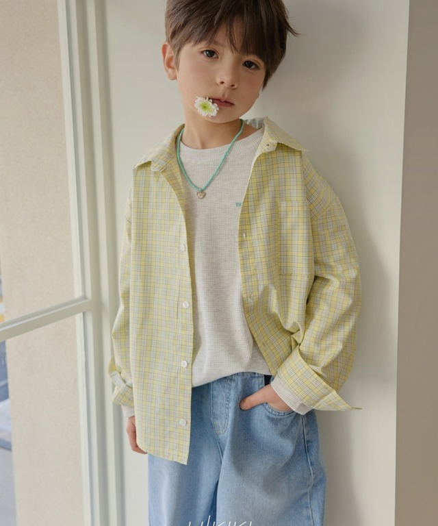 《送料無料》予約：スプリングチェックシャツ【HIKIKI】※ジュニアサイズ