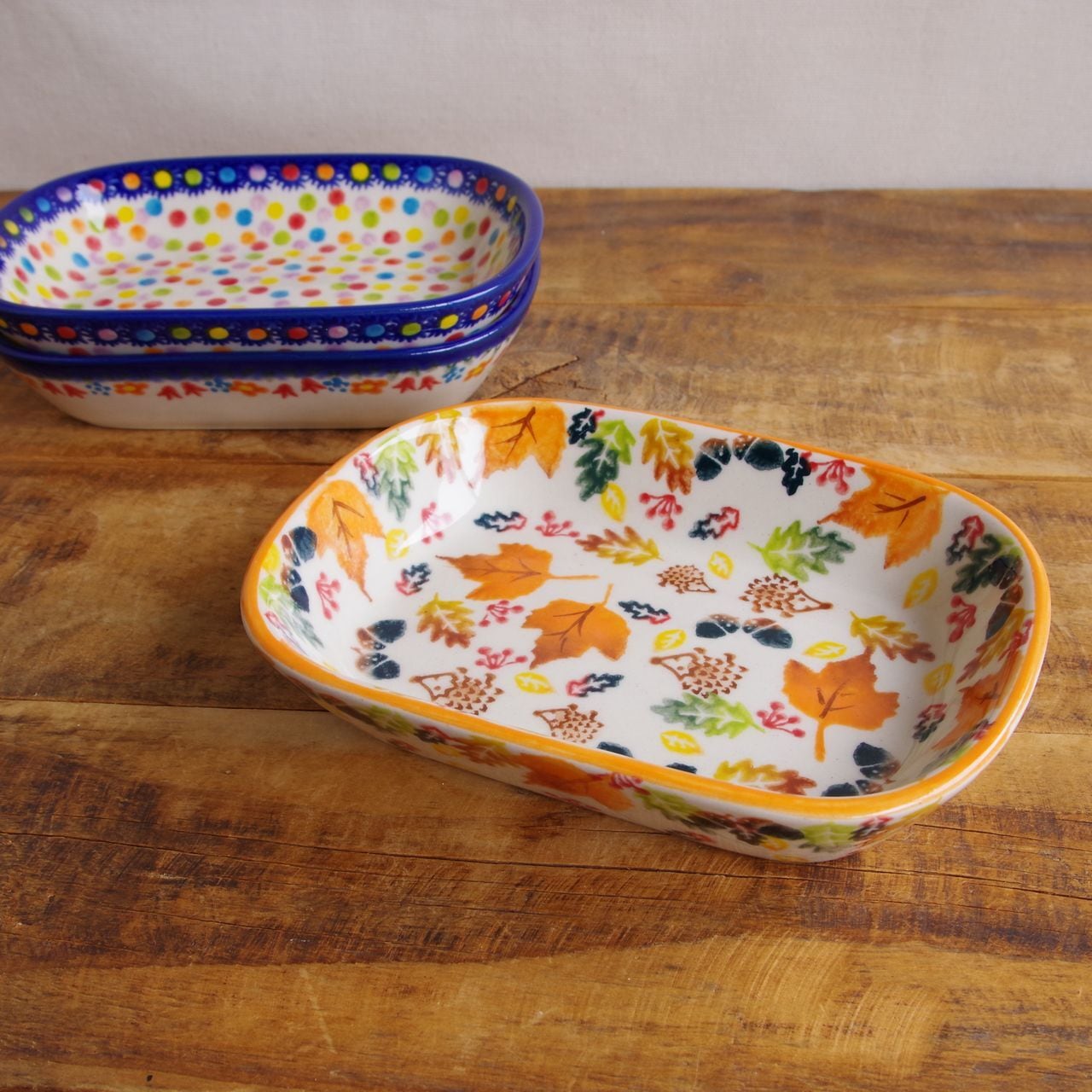 新品】 ポーランド食器 ポーリッシュポタリー 角皿 深皿 16cm