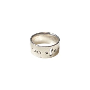 TIFFANY silver “Lock” ring set with 2P Diamonds