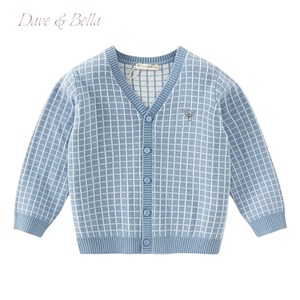 [Dave & Bella]  Blue gingham check V neck cardigan