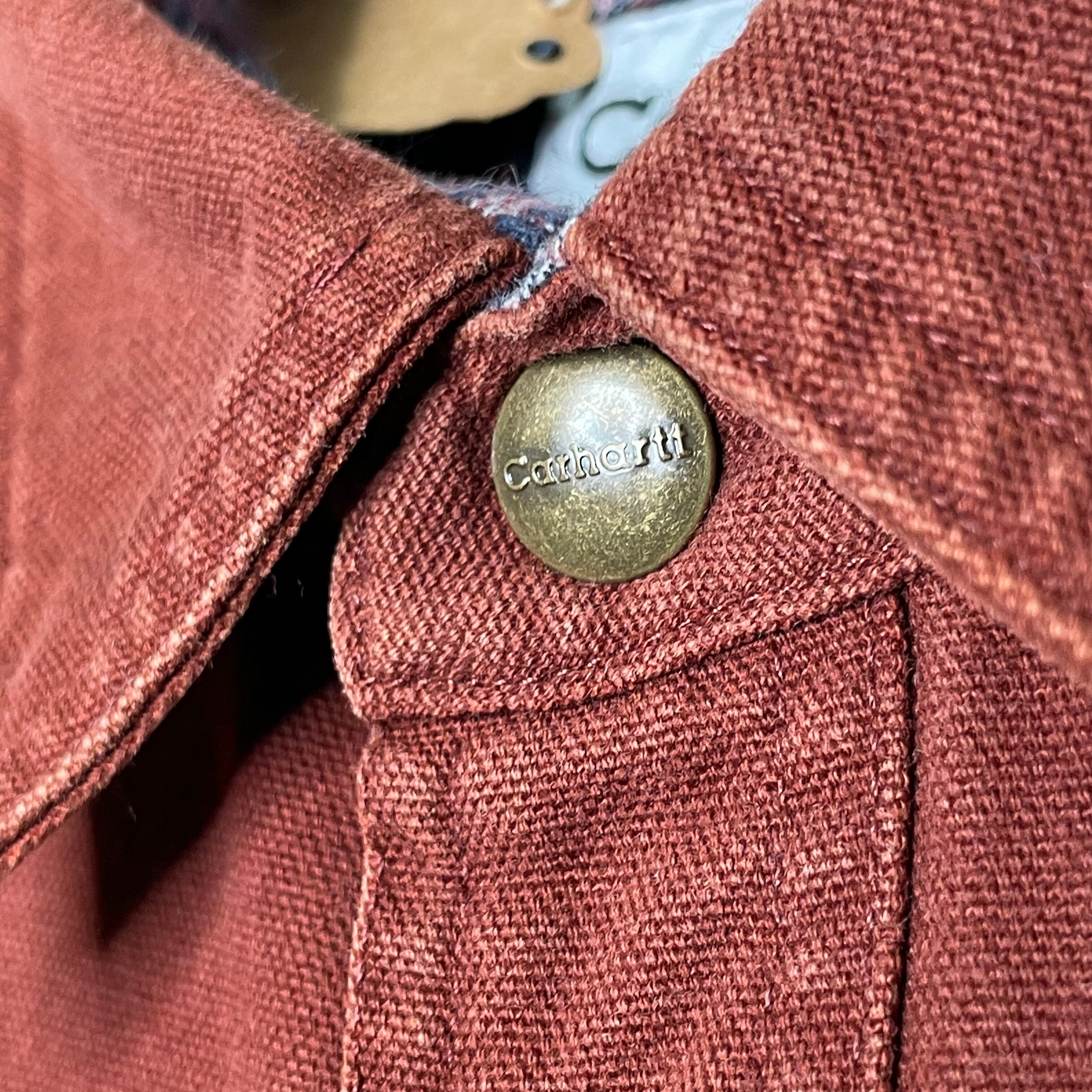 Carhartt シャツジャケット XL バーガンディ 100%コットン 革パッチ 