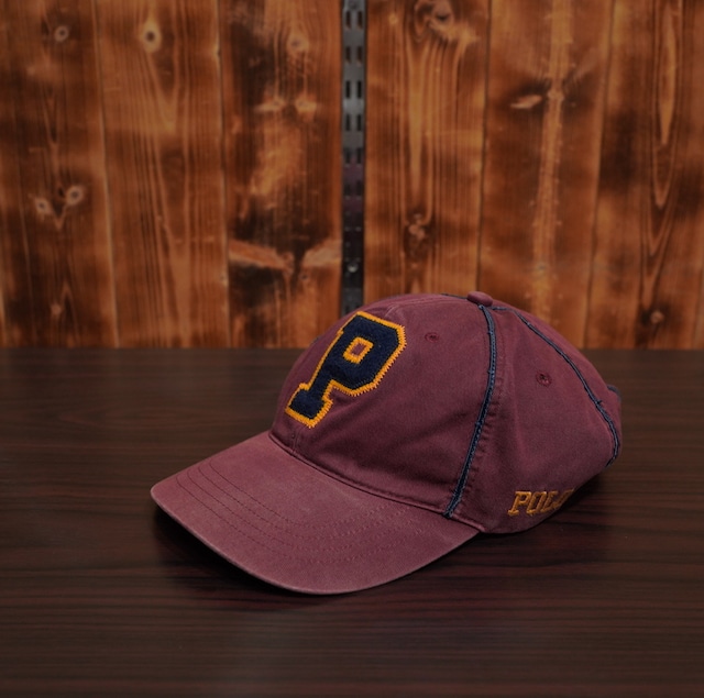 ralphlauren pロゴ キャップ/バーガンディ ラルフローレン 90s