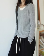 Fake layered rib Knit T20237
