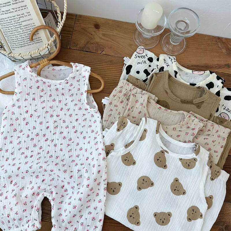 ☆タンクトップロンパース BABY】夏作小花or動物柄タンクトップロンパース | 韓国子供服通販 - Baker