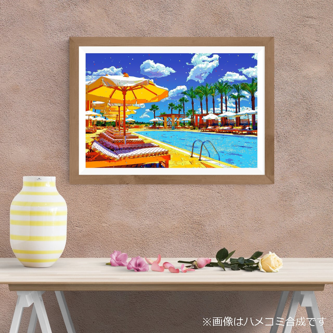 アートポスター】トロピカルな夏のスイミングプール（作品No.609