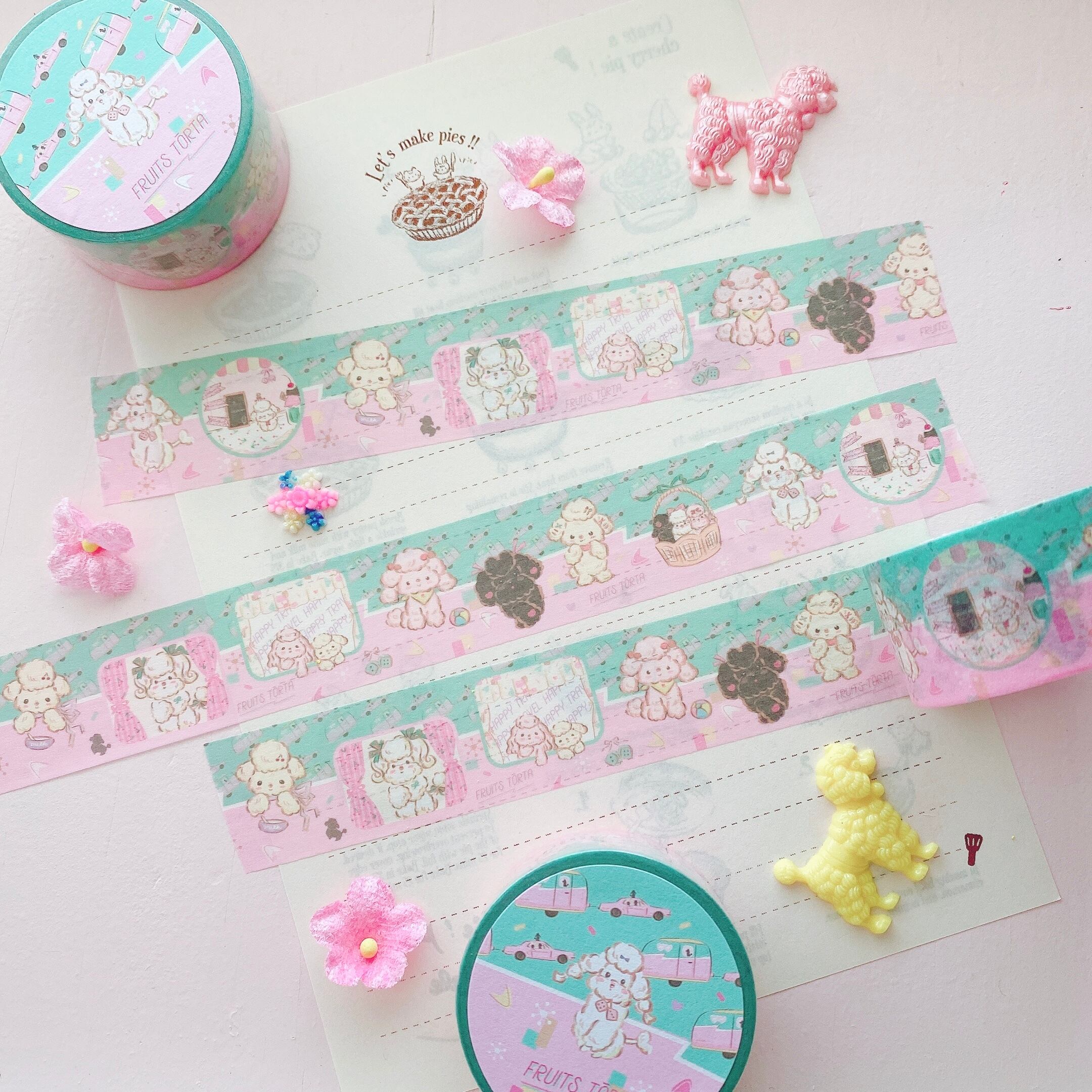 Poodle’s 60s travel life 24mm washitape/maskingtape　プードルたちの　60sお旅　マスキングテープ