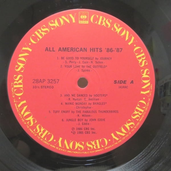 Various / All American Hits '86 - '87 [28AP 3257] - 画像3