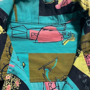 vintage 1960’s comic pattern open collar cotton shirt