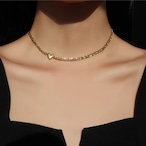 Colorfast Gold Heart Choker Necklace, Short Heart Design (NC185)
