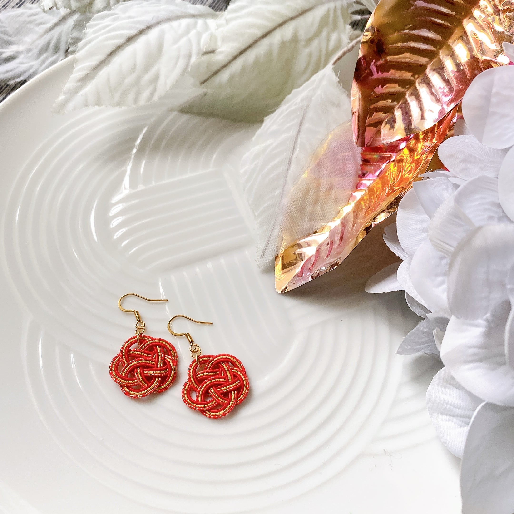 NEW COLOR【水引ピアス】梅 Ume◇レッド＆ゴールド Red&Gold | IKIYA