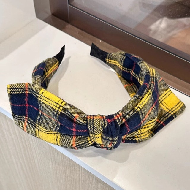 Check ribbon hair band　M2495