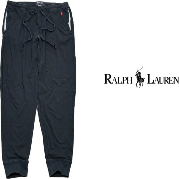 1点物◇ラルフローレンPOLOブランドロゴ黒パジャマパンツ古着メンズSM