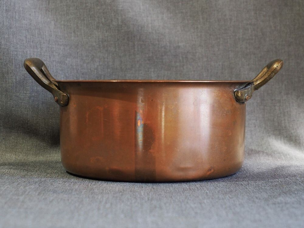 銅製 両手鍋 1 サイズ19.5㎝ フランスブロカント アンティーク 66065-1