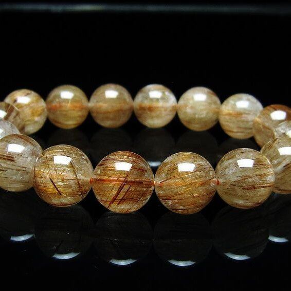 キャッツアイルチルクォーツ ブレスレット 14mm ルチルクォーツ ブレス 一点物 メール便可 [M便 1/10] 111-45863