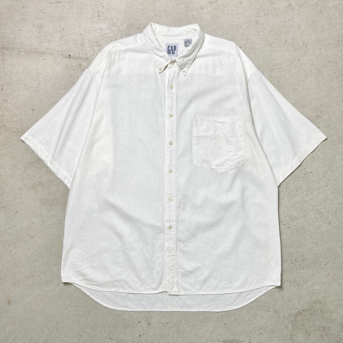 90年代 GAP ギャップ リネン 半袖シャツ ボタンダウン メンズ2XL相当 