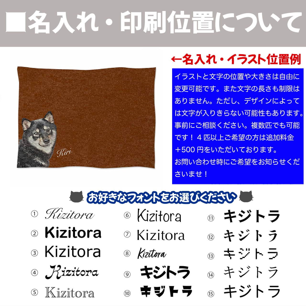 □ねこさんさま専用愛犬ちゃん4体オーダー確認用ページ□ ブランケット>うちの子のイラストで作る！オーダーメイドひざ掛け！愛