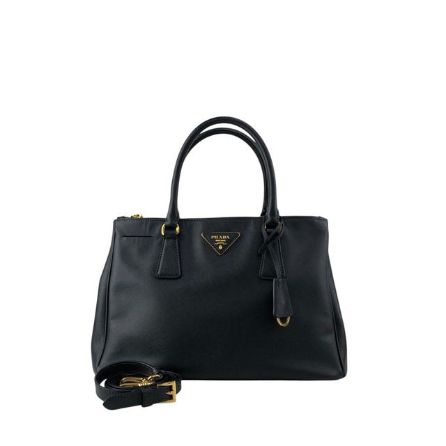 PRADA プラダ ショルダーバッグ ブラック トライアングルロゴ レザー 2WAY vintage ヴィンテージ オールド 2yvtdu