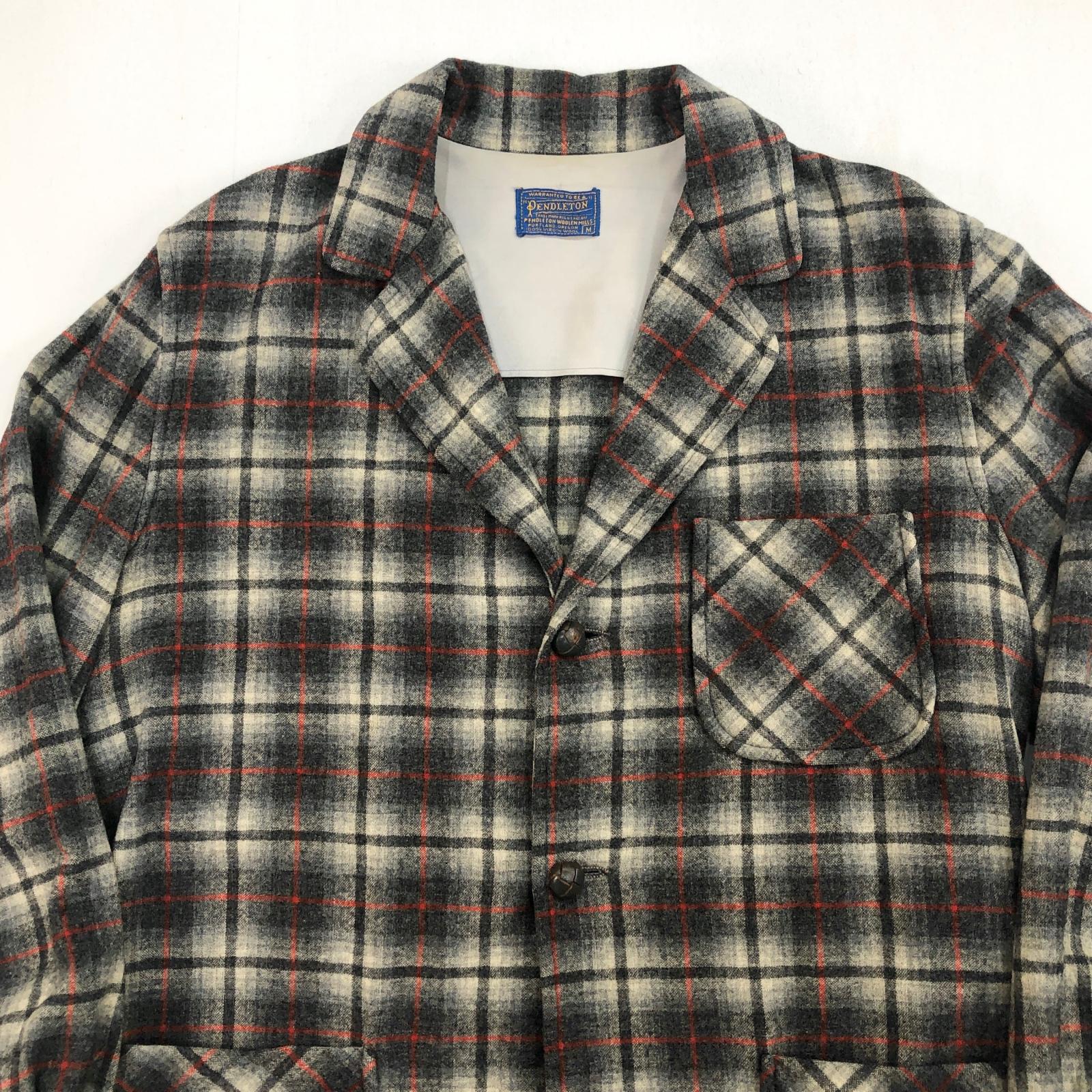 60S　PENDLETON　オンブレチェック　白黒　ヴィンテージ　USA製　美品 PENDLETON ペンドルトン 50-60年代 USA製 オンブレチェック ウール