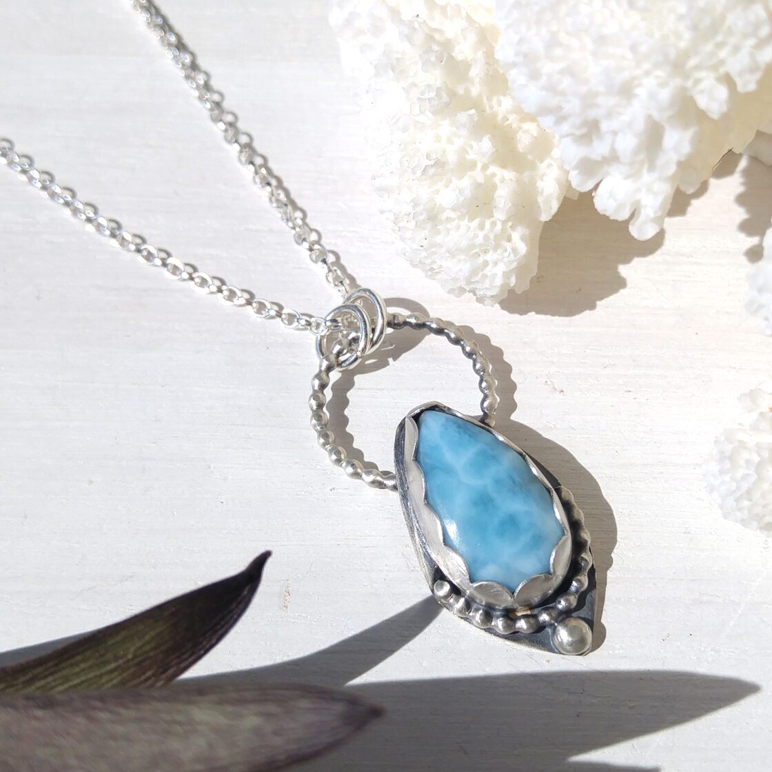 ♡最高に可愛い♡青い海のカケラの雫Necklace -青い波模様！ボヘミアン 