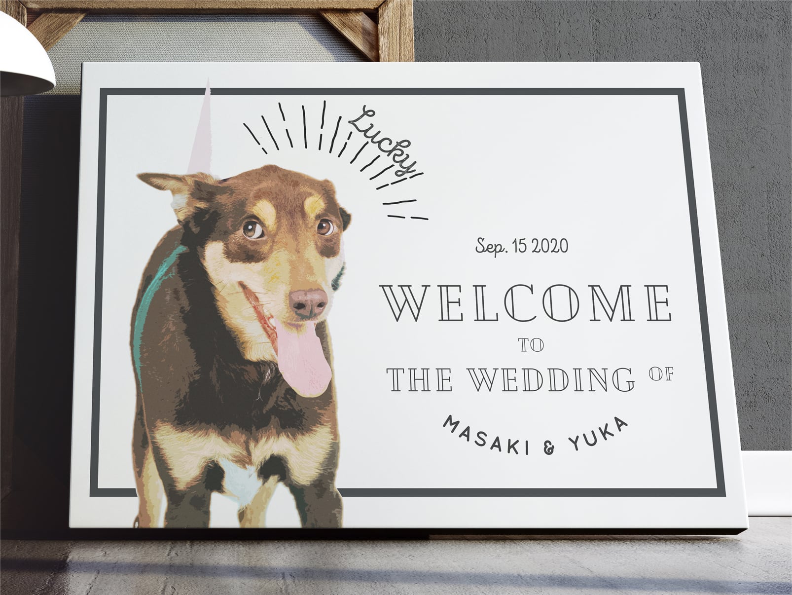 ペットのお写真で作る似顔絵ウェルカムボード│水彩画風 | DIY store PBW