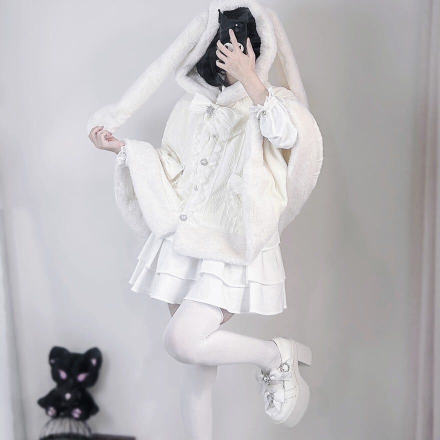 地雷系ケープコート うさ耳 双子コーデ 甘辛MIX | ロリータ