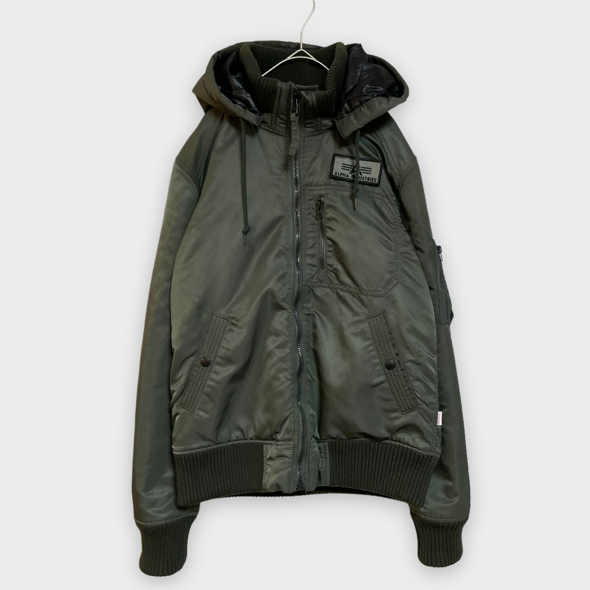 ALPHA INDUSTRIES】フーデッドリブジャケット フライトジャケット