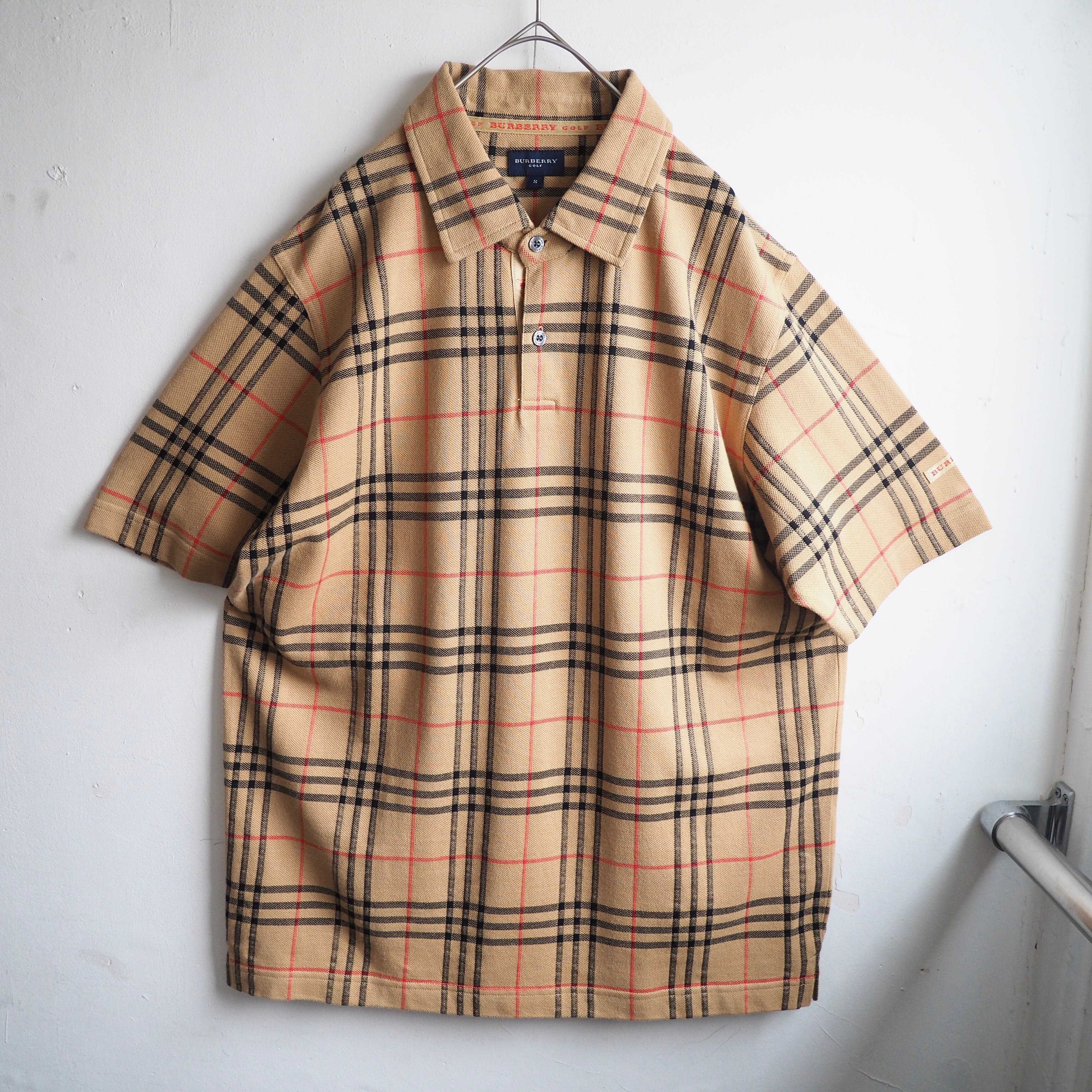 1990s ” Old BURBERRY ” Nova check Camel color vintage cotton polo shirt