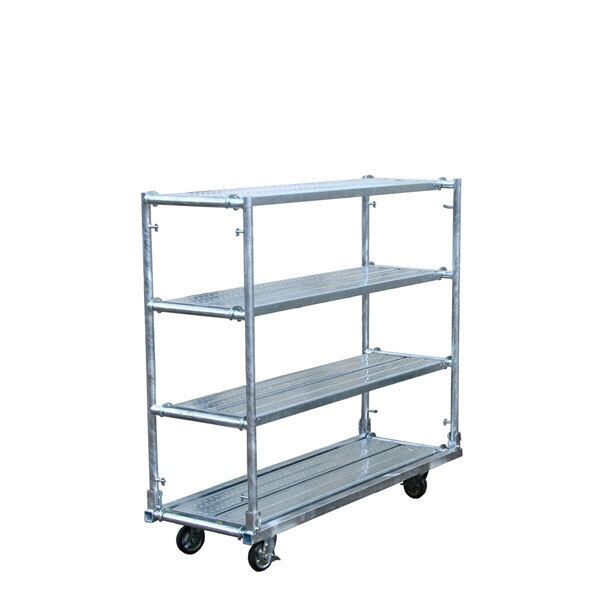 関東圏以外は別途送料 個人宅配送不可 組立式簡易棚 TANAR-154 タナー154 足場板4枚付き,キャスター付き 長尺塩ビパイプ等の保管 マルサ