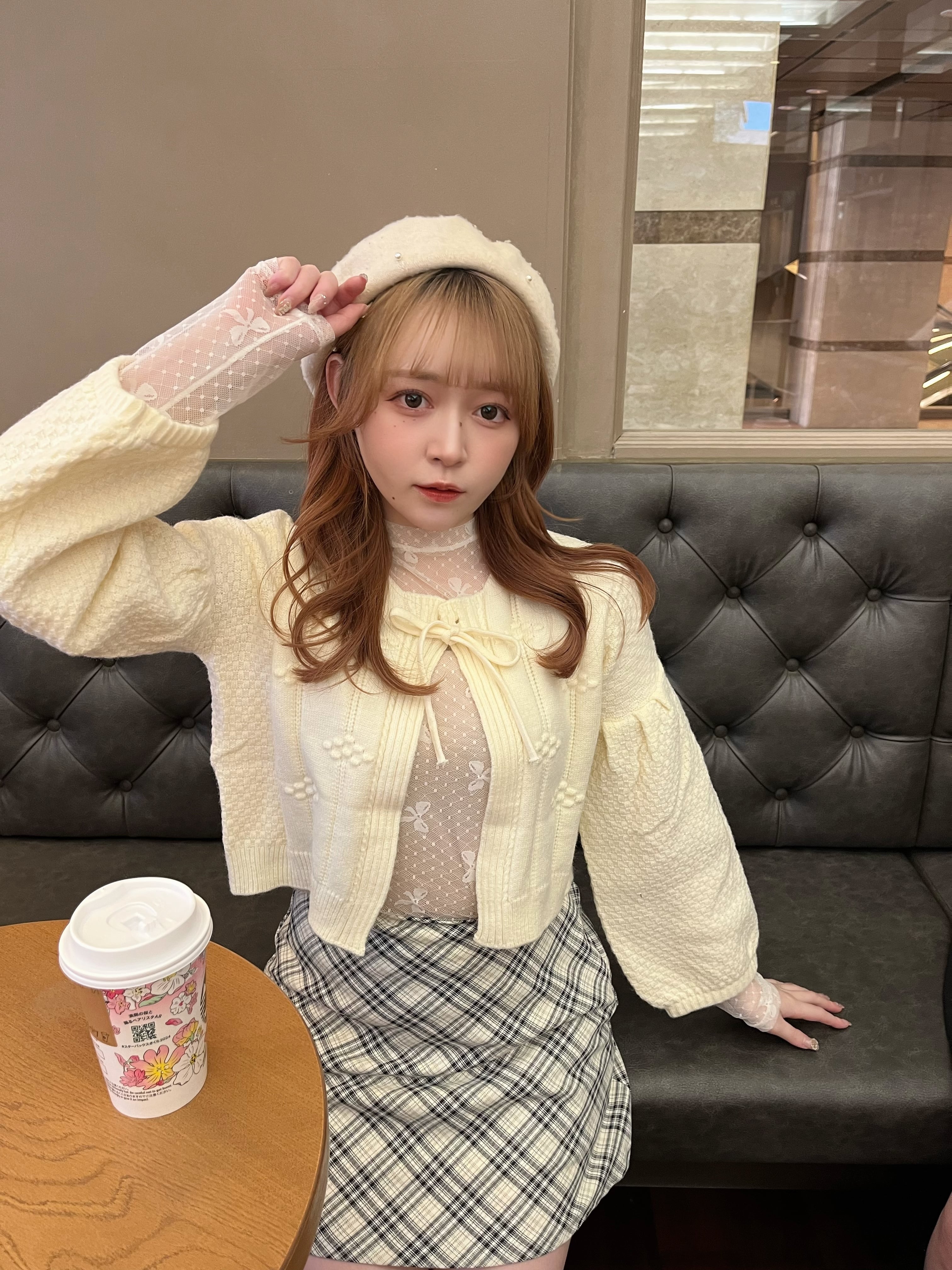 creamy ribbon cardigan-IVORY