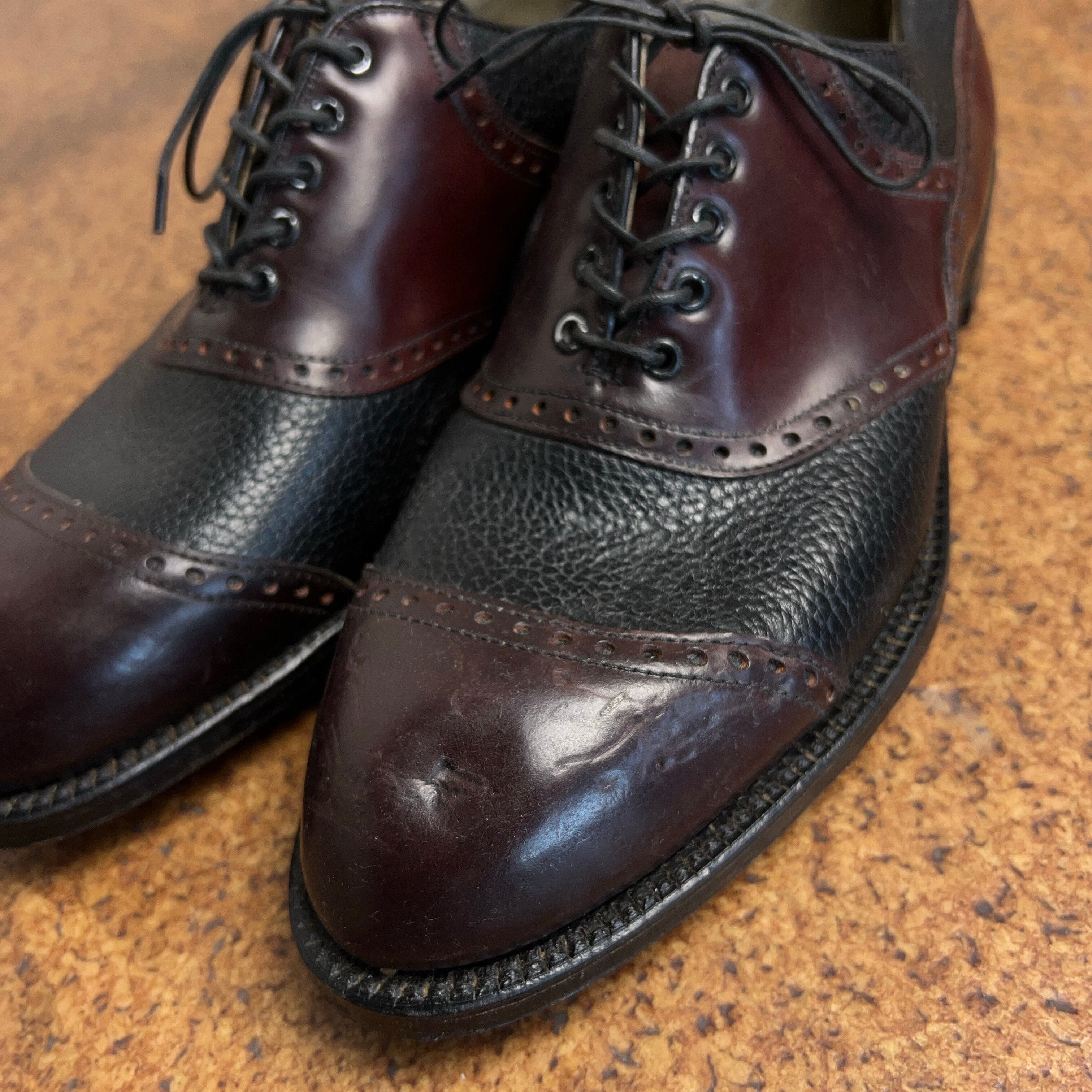 1960's~ FootJoy Brogues Golf Spike Shoes Cordovan 2tone フット
