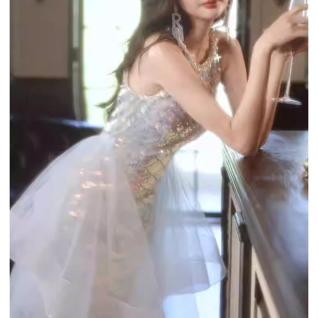 Halter Neck Maxi Sequin Dress(2color)　　V3280