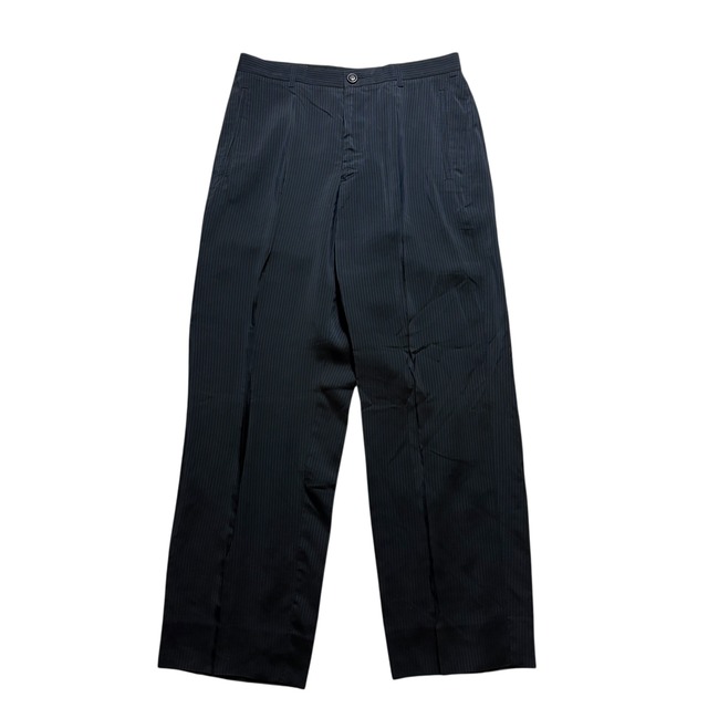 GIORGIO ARMANI blue stripe black rayon drape slacks
