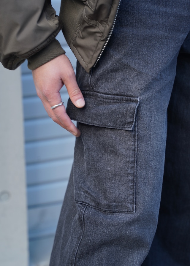 Black cargo denim pants